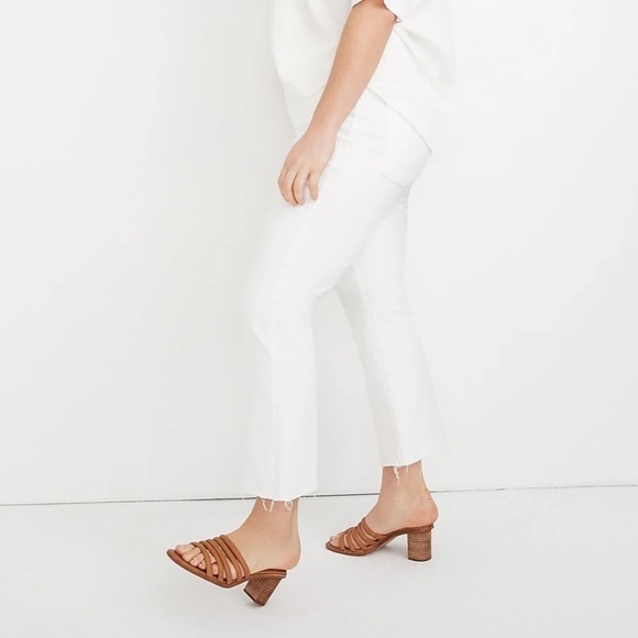 Madewell Cali Demi Boot Jeans in Pure White Denim Raw Hem Edition Size 29 - Picture 8 of 17